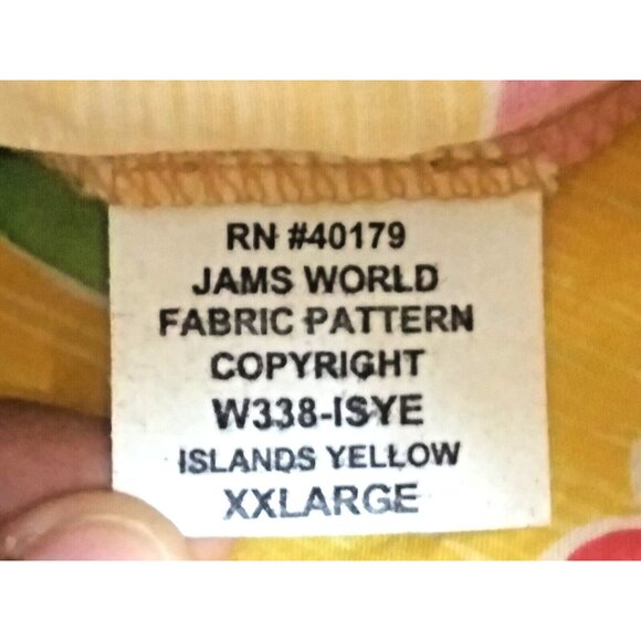 Jams World Janice Dress Long Maxi XXL Hawaiian Tropical Toile Pockets Yellow HTF - Picture 13 of 15